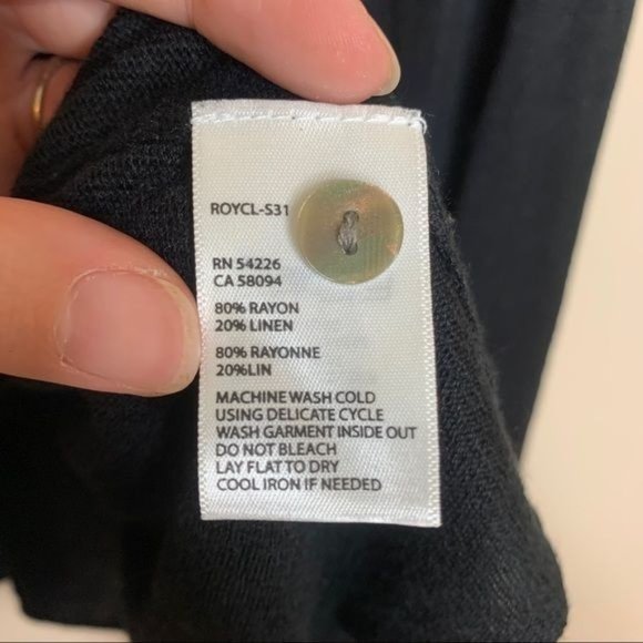 Royal Robbins Wrap Sweater Cardigan Black Linen Blend Lightweight Casual Medium - Picture 11 of 11